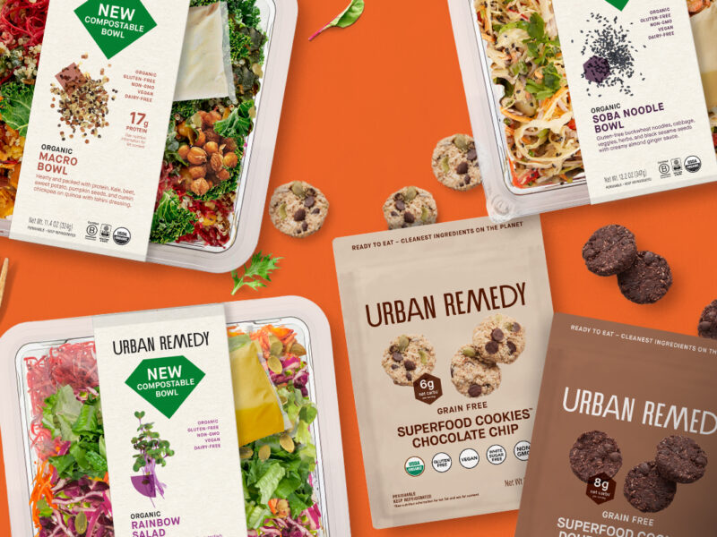 Urban Remedy salads sold in compostable bowls and Superfood Cookies