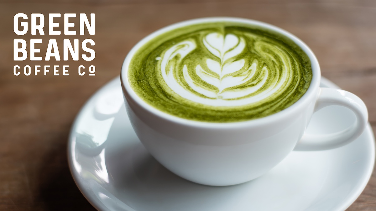 Matcha Latte with Green Beans Coffee logo